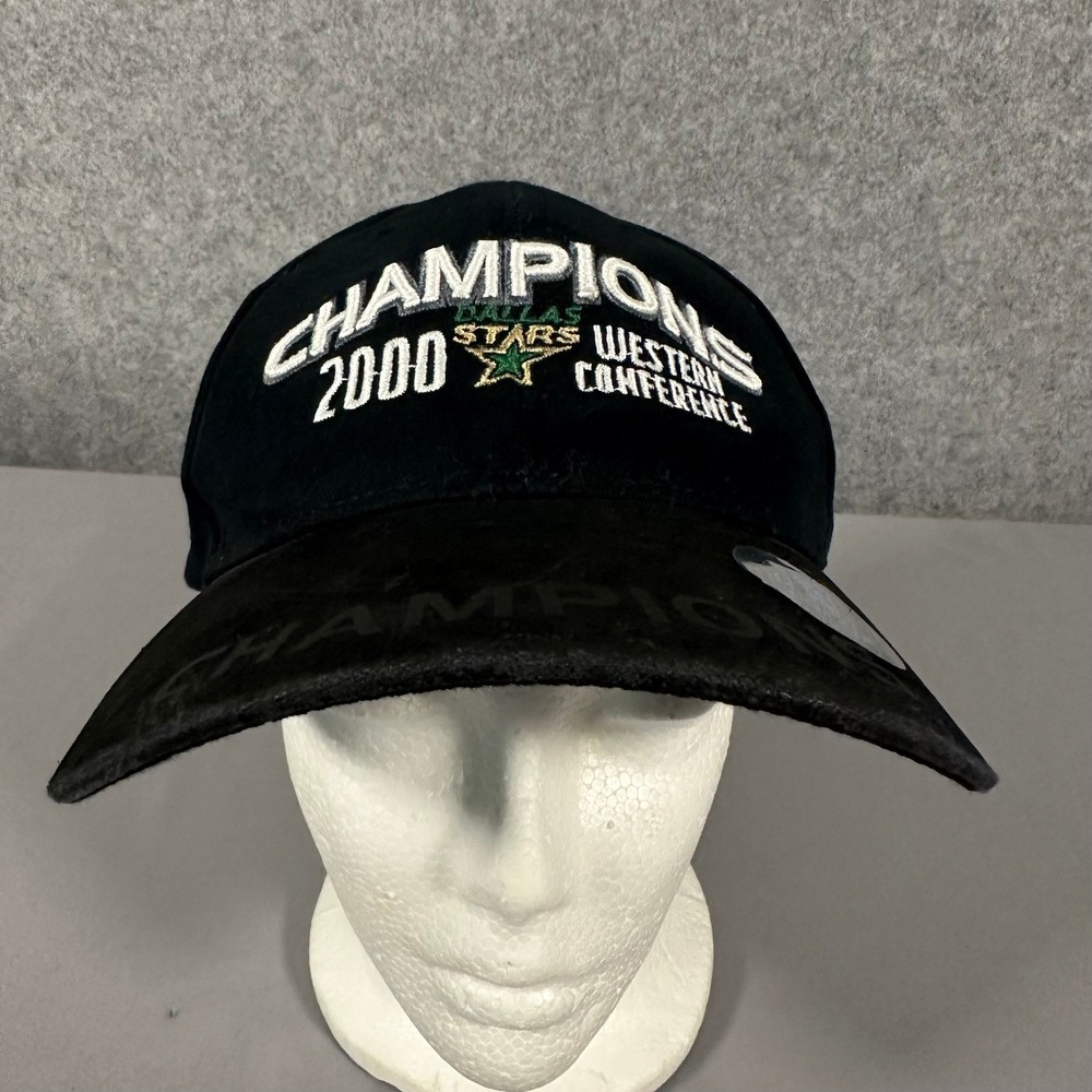 Vintage Dallas Stars Hat NHL OSFM Black Mens 2000 Western Conference Champions